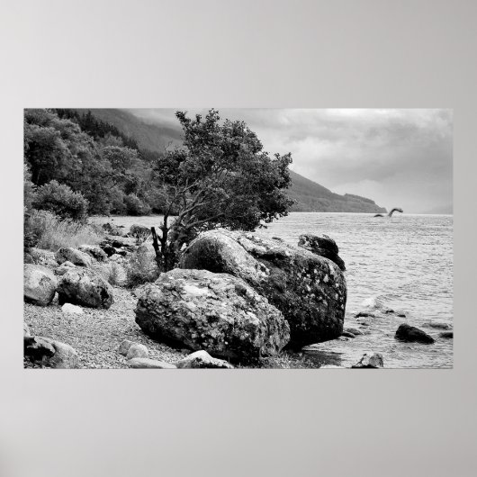Aan de kust van Loch Ness met het monster Poster (Voorkant)
