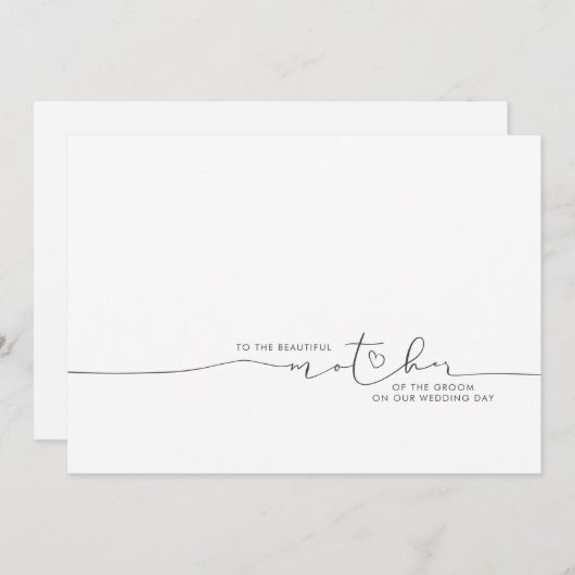 Aan de mooie Moeder van de Groom Bride Boodschap (Voorkant / Achterkant)