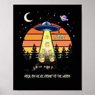Aan de Moon Dopostes in Crypto Meme UFO DOGE Poster