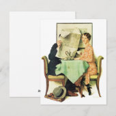 Aan de ontbijttafel 1930 Norman Rockwell Feestdagenkaart (Voorkant / Achterkant)
