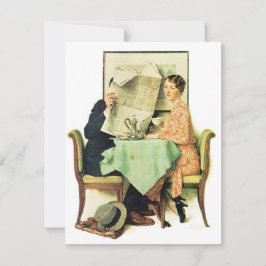 Aan de ontbijttafel 1930 Norman Rockwell Feestdagenkaart