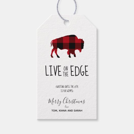 Aan de rand Buffalo Zwart en Rood Plaid ID602 Cadeaulabel (Voorkant)