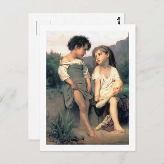 Aan de rand van de Brook, Bouguereau Briefkaart (Voorkant / Achterkant)