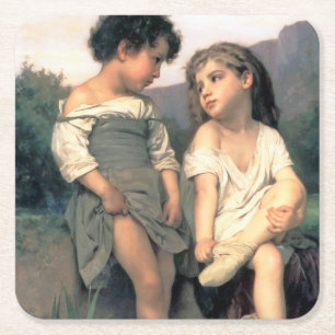 Aan de rand van de Brook, Bouguereau Kartonnen Onderzetters