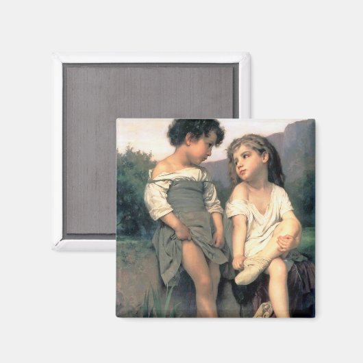 Aan de rand van de Brook, Bouguereau Magneet (Voorkant / Achterkant)