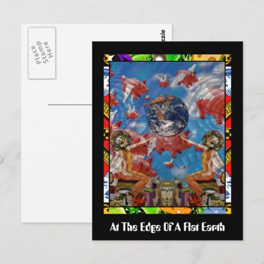 Aan de rand van een vlakke aarde briefkaart (Voorkant / Achterkant)