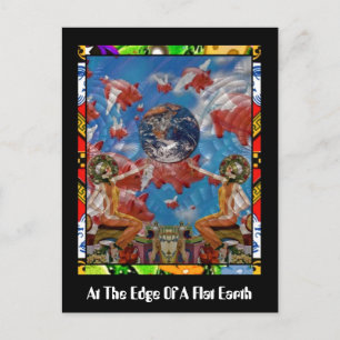 Aan de rand van een vlakke aarde briefkaart