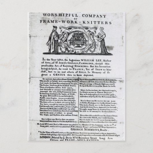 Aan de schadelijke onderneming Lijst-werknitters Briefkaart (Voorkant)