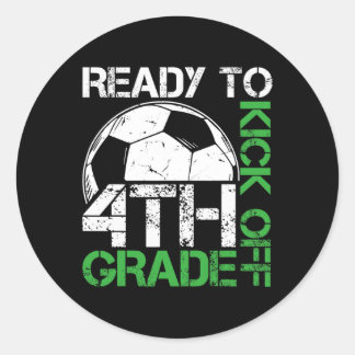 Aan de start van de 4e klas Kinder leraar eerste d Ronde Sticker