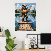 Aan de steiger: een dilemma: Sasquatch en de eland Poster (Thuiskantoor)