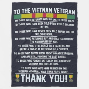 AAN DE VIETNAM VETERAN, DANK U FLEECE DEKEN
