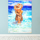 Aan de wal - Waterverf schilderij Canvas Afdruk (Insitu (Houten vloer))