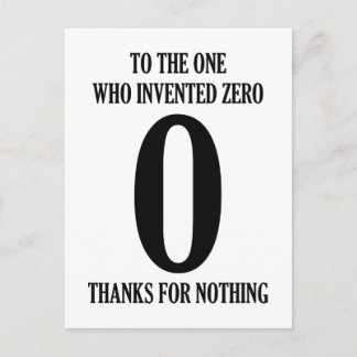 Aan degene die nul heeft uitgevonden briefkaart