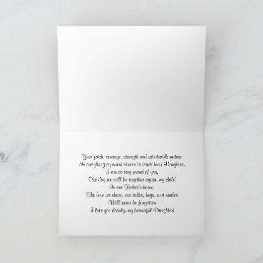 Aan Dochter (vaarwel van terminaal zieke Ouder) Kaart (Binnen)