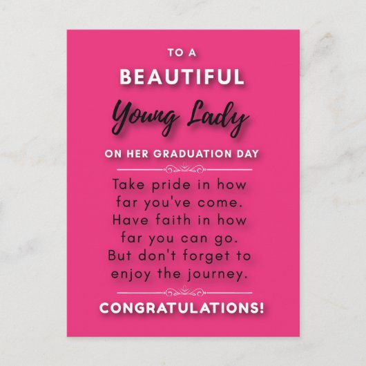 Aan een mooie jonge dame op haar afstudeerdag 2 briefkaart (Voorkant)