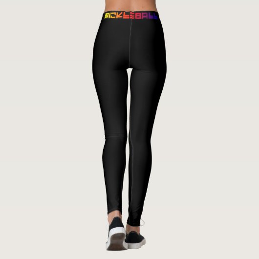 😍 Aan één zijde Geweldige Pickleball zwart Leggings (Achterkant)