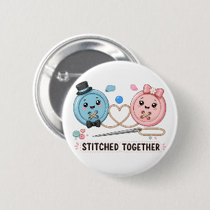 Aan elkaar genaaid Schattig Naai Paar Ronde Button 5,7 Cm