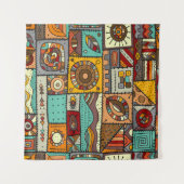 Aan elkaar genaaide stukken stof in patchworkstijl wandkleed (Voorkant (horizontaal))