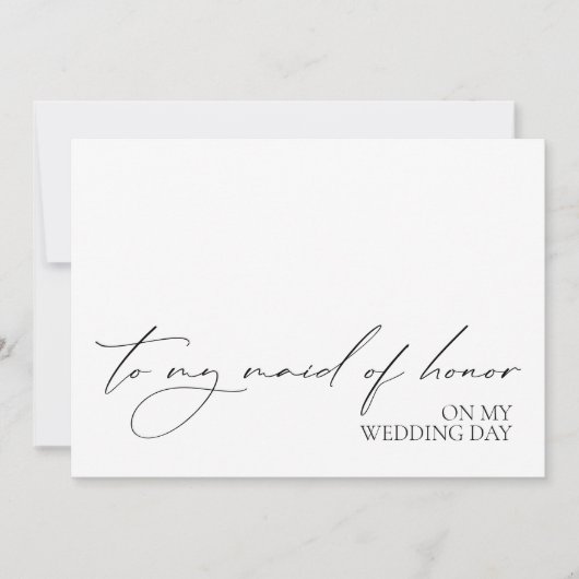 "Aan het bruidsmeisje op mijn trouwdag" Boodschap  (Voorkant)