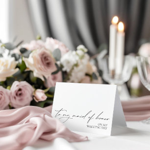 "Aan het bruidsmeisje op mijn trouwdag" Boodschap Bedankkaart