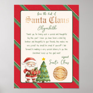 Aan het bureau van de Kerstman Tree Santa Letter Poster