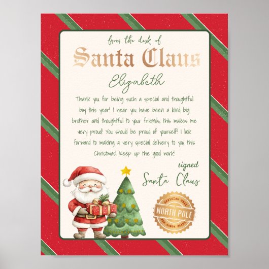Aan het bureau van de Kerstman Tree Santa Letter Poster (Voorkant)