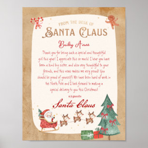 Aan het bureau van Santa Claus Sled Santa Letter Poster