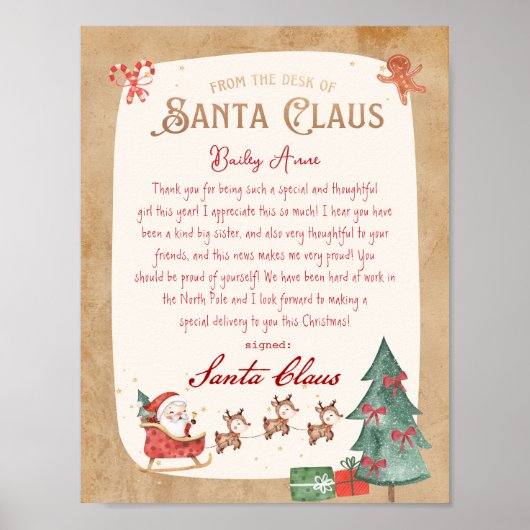 Aan het bureau van Santa Claus Sled Santa Letter Poster (Voorkant)