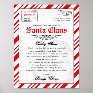 Aan het bureau van Santa Claus Telegram Santa Lett Poster