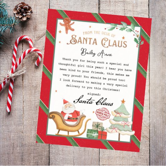 Aan het bureau van Santa Claus Telegram Santa Lett Poster
