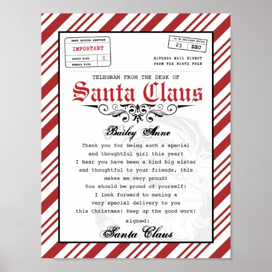 Aan het bureau van Santa Claus Telegram Santa Lett Poster (Voorkant)