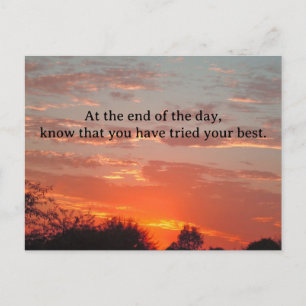 Aan het Einde van de Dag Inspirerende Zonsondergan Briefkaart