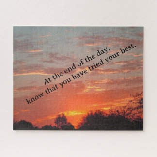 Aan het Einde van de Dag Zonsondergang Inspirerend Legpuzzel