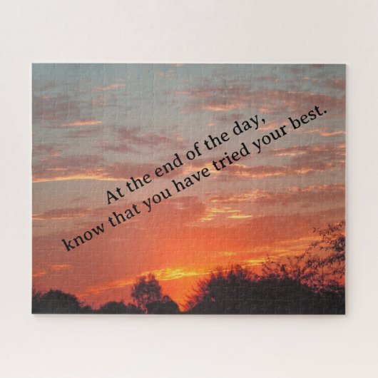 Aan het Einde van de Dag Zonsondergang Inspirerend Legpuzzel (Horizontaal)