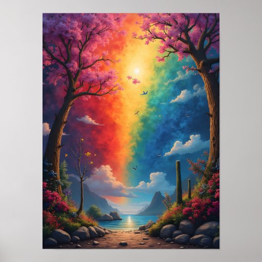 Aan het einde van het pad is een regenboogwereld poster (Voorkant)