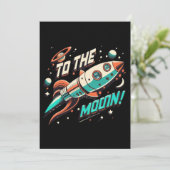  aan het maanraketschip feestdagenkaart (Staand voorkant)