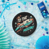 aan het maanraketschip papieren bordje (Feest)