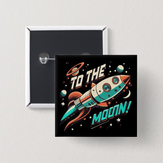 aan het maanraketschip vierkante button 5,1 cm (Voorkant /achterkant)