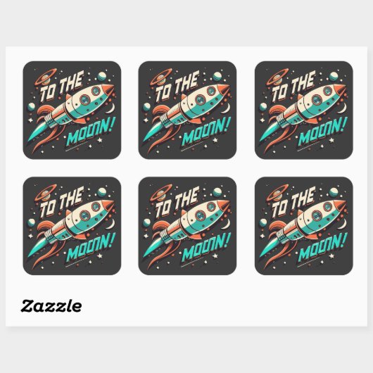 aan het maanraketschip vierkante sticker (Vel)