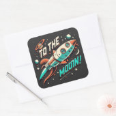 aan het maanraketschip vierkante sticker (Envelop)
