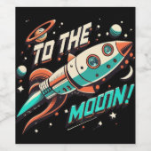  aan het maanraketschip wijn etiket (Enkel label)