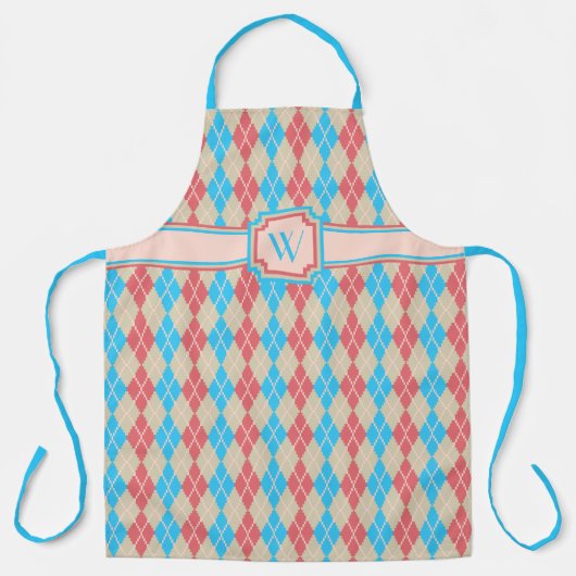 Aan het strand argyle all-over print schort (Voorkant)