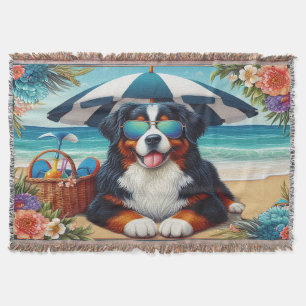 Aan het strand Berner Bliss: Koele Hond met Zonneb Deken