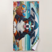 Aan het strand Berner Bliss: Koele Hond met Zonneb Strandlaken (Voorkant)