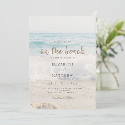 Aan het strand bruiloft Seaside / Oceanside bruilo Kaart (Staand voorkant)