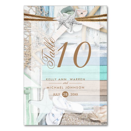 Aan het strand bruiloft - Tafel Kaart (Voorkant)