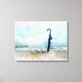 Aan het strand canvas afdruk