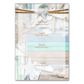 Aan het strand huwelijksmenu kaart (Achterkant)