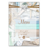 Aan het strand huwelijksmenu kaart (Voorkant)