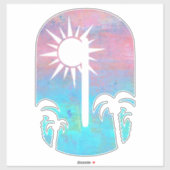 AAN HET STRAND -O- roze en blauwe grunge Sticker (Vel)